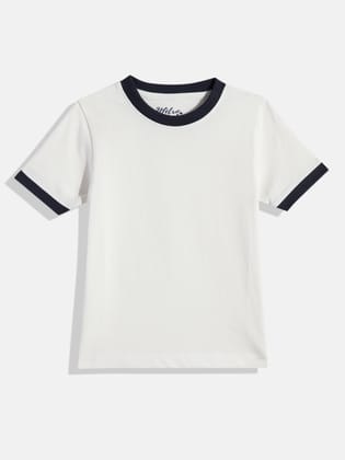 Boys Solid Round Neck T-shirt with contrast rib