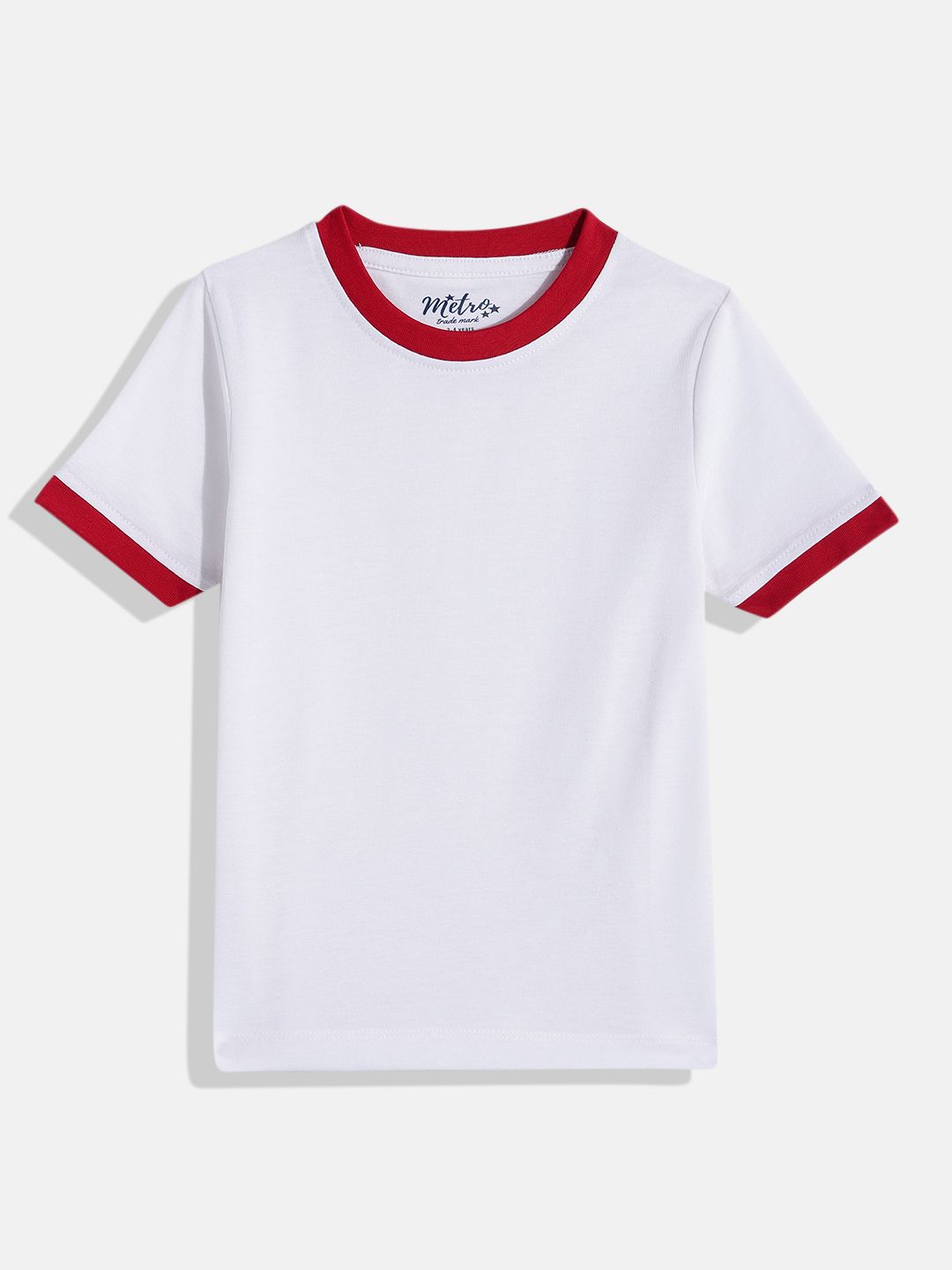 Boys Solid Round Neck T-shirt with contrast rib