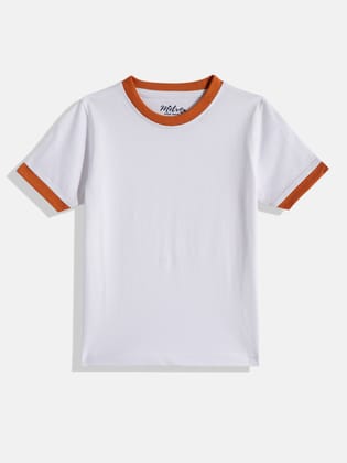 Boys Solid Round Neck T-shirt with contrast rib