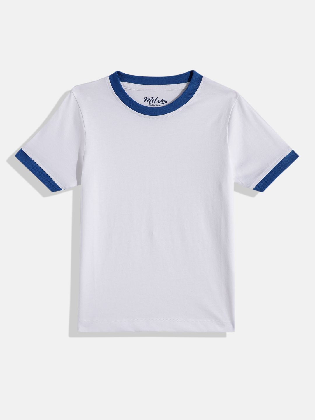 Boys Solid Round Neck T-shirt with contrast rib