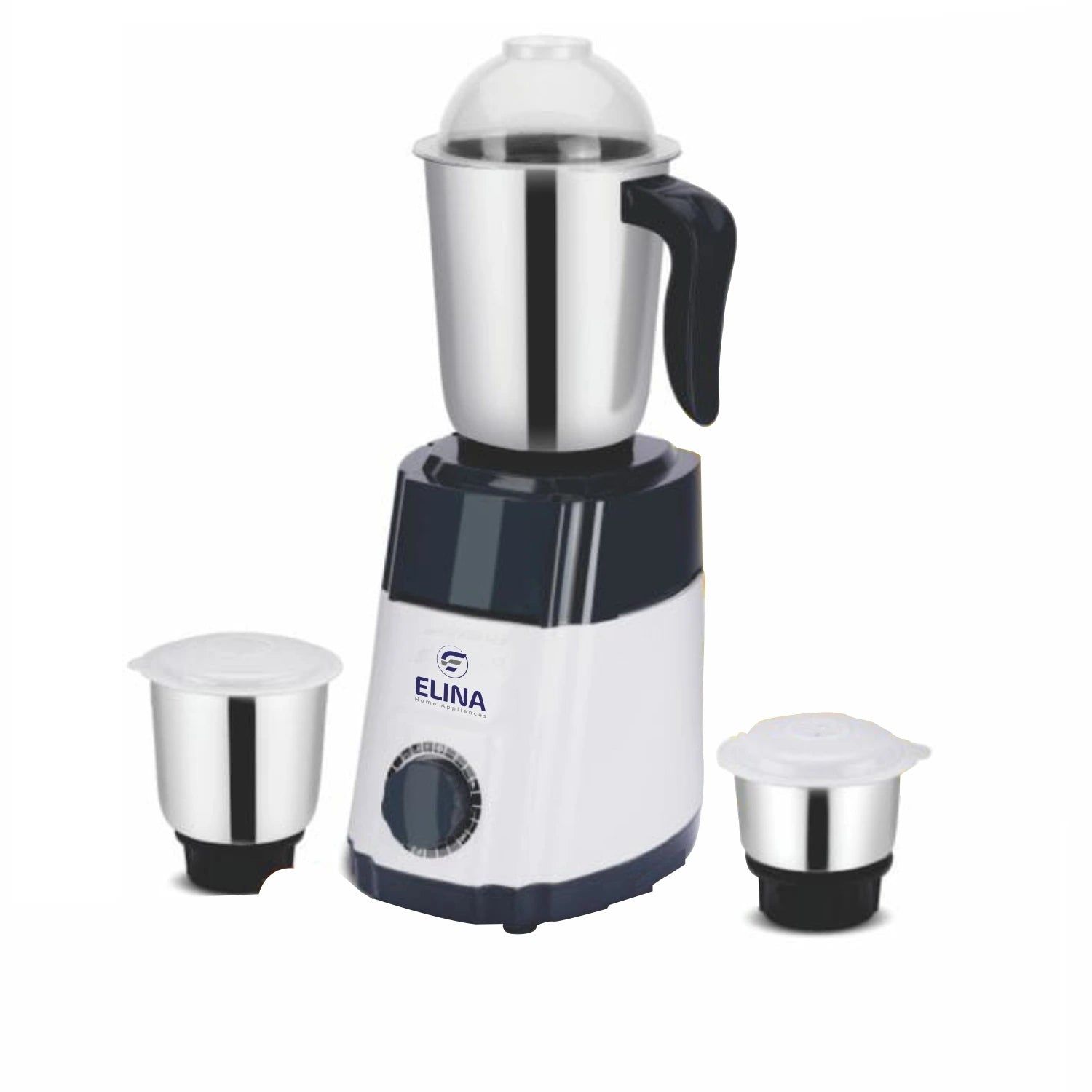 Elina 500W Mixer Grinder | 3 Jars Liquidizing Jar (1.25L), Wet Grinding (0.8L) Chutney Jar (0.4L) | ISI Certified | 304 Grade SS Blade | 3 Speed with Whip | 1 Year Warranty