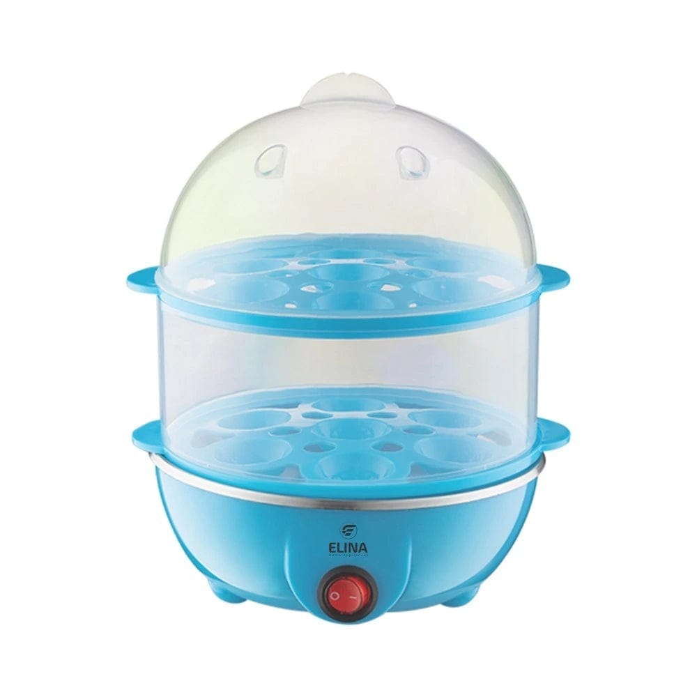 Elina Egg Boiler | Boil up to 14 Eggs - 350 Watts | Dual Egg Tray | Easy to clean |  3 Boiling Modes | Automatic Operation | Blue