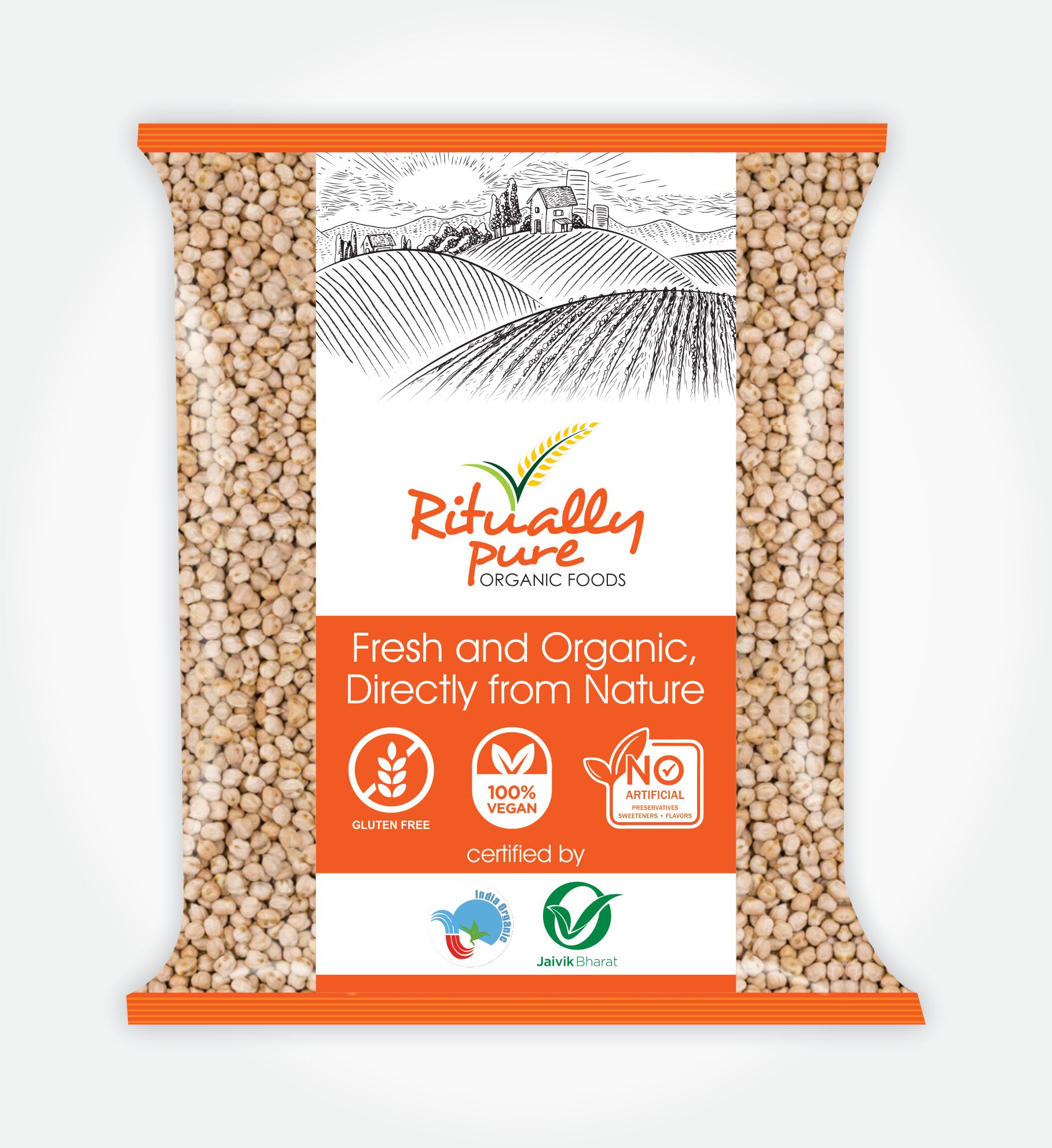 Ritually Pure 100% Organic | Dry & Unpolished Pulses | Kabuli Chana | Chole | 500 Gm Pack