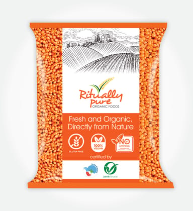 Ritually Pure 100% Organic | Dry & Unpolished Pulses | Malka Masoor | 500 Gm Pack