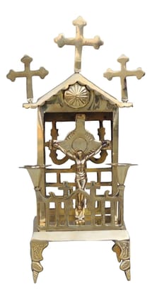 Brass Jesus Christ Church  with Candle Stand - 7*6*15.5 (Z576 E)