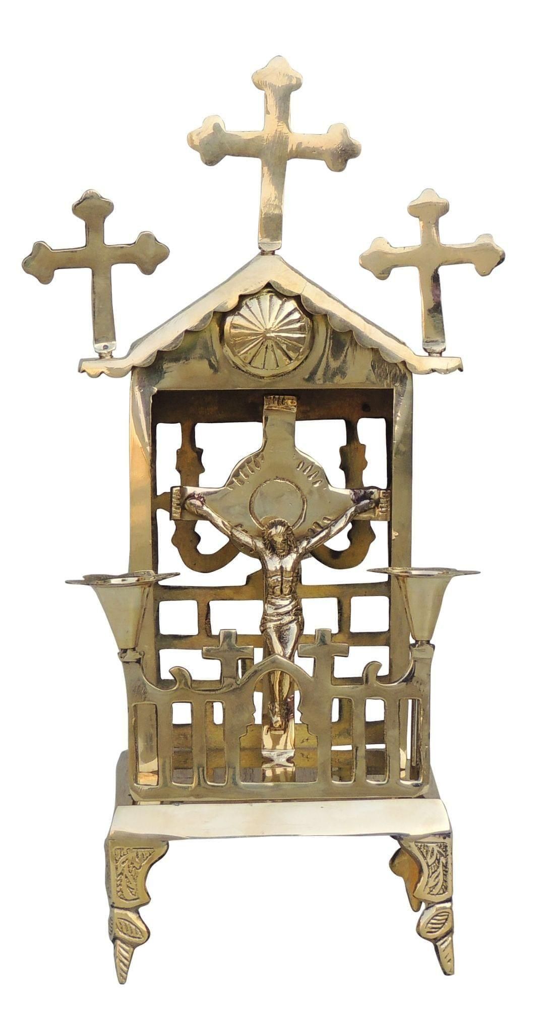 Brass Jesus Christ Church  with Candle Stand - 7*6*15.5 (Z576 E)