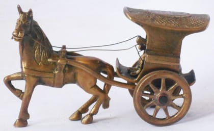 Brass Showpiece Hourse Cart Statue  - 6*3.5*3.2 inch (Z361 C)