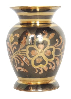 Brass Showpiece Flower Pot Vase - 3*3*4 Inch (F690 B )