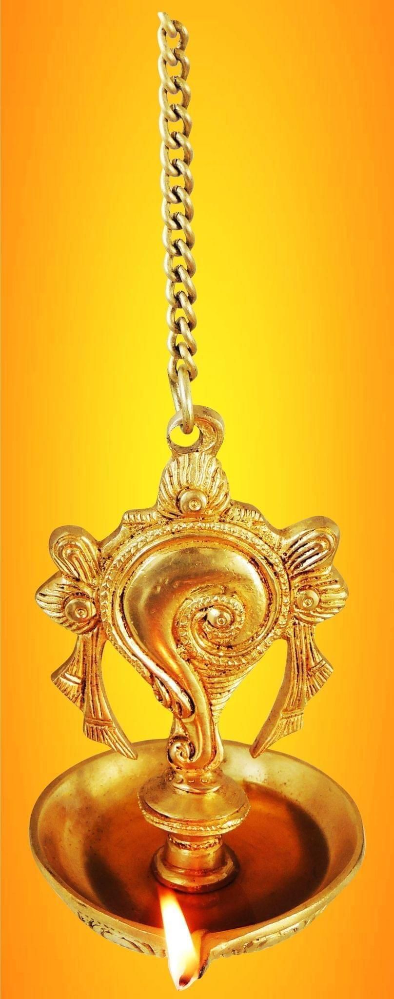 Brass Wall Hanging Shank Deepak - 3.7*3.4*10.2 Inch (BS898 A)