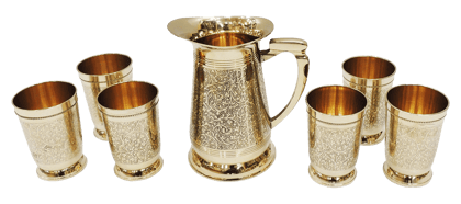 Brass Glass Lemon Set 1 Jug And 6 Glass (Z234 A)