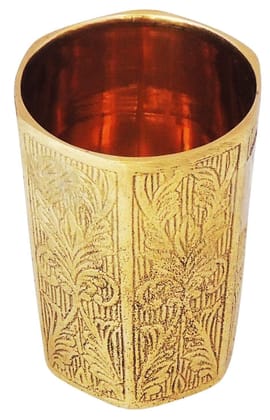 Pure Brass Glass, 180 ML - 2.5*2.5*3.5 inch (Z268 G)