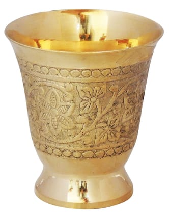 Pure Brass Glass, 140 ML - 3*3*3.5 inch (Z268 E)