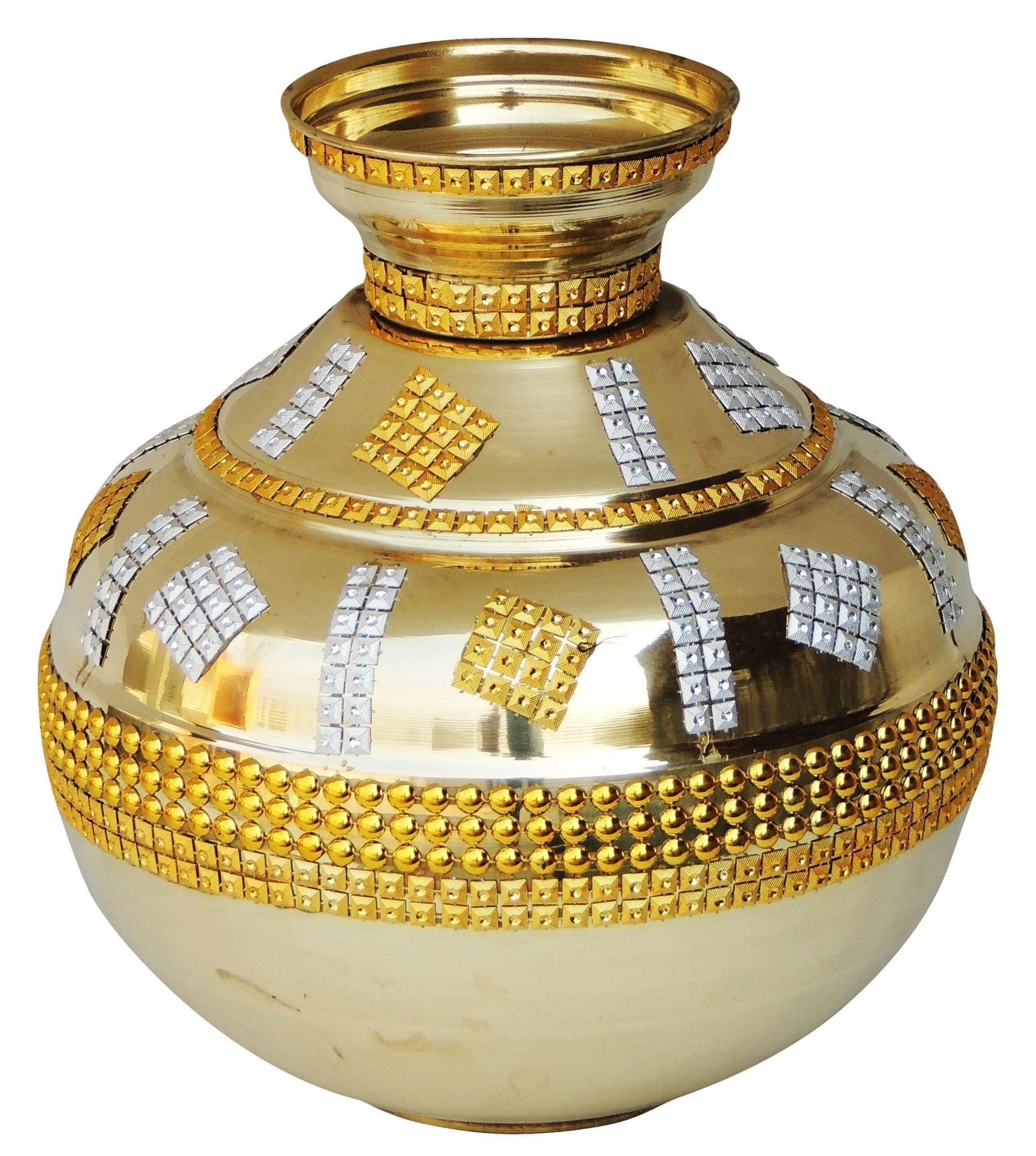 Brass Matka Kalash - 11.7*11.7*12.2 inch, 10 Liter (Z209 C)