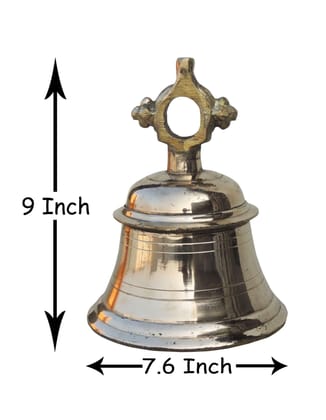 Brass Temple Hanging Bell ,Ghanta (4 Kg) - 7.6*7.6*9 inch (Z493 I)