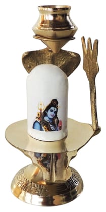 Brass Shiv Ling white Stone No. 2 - 3.4*2.3*4.3 inch (Z462 C)