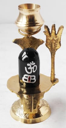 Brass Shiv Ling Black Stone No. 0 - 3.1*2.1*4.3 inch (Z396 A)