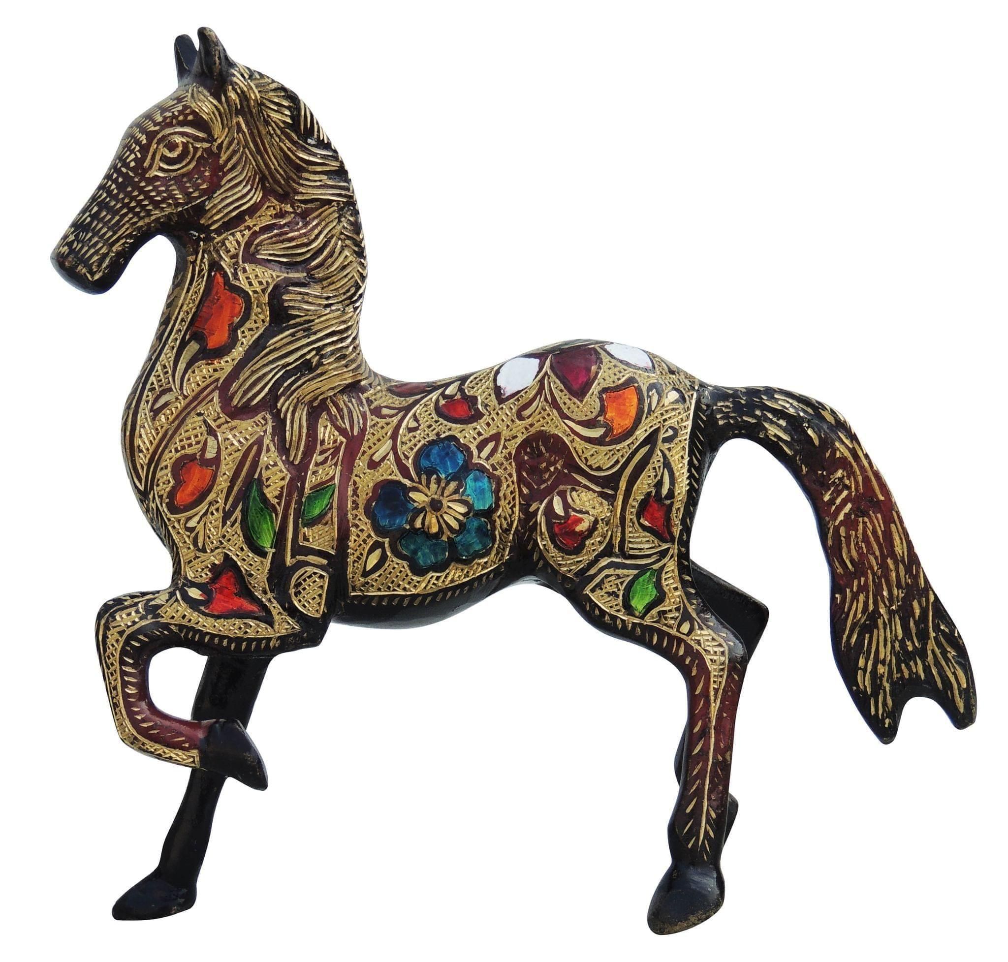 Brass Showpiece Running Horse Statue - 9*3*8.5 Inch (AN063 C)