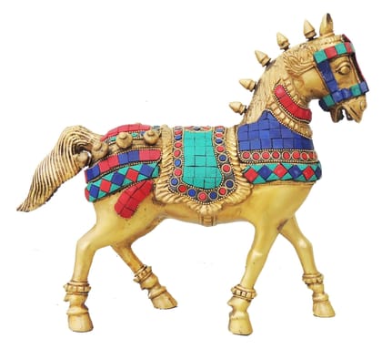 Brass Showpiece Running Horse Statue - 13*4*11 inch (AN207 A)