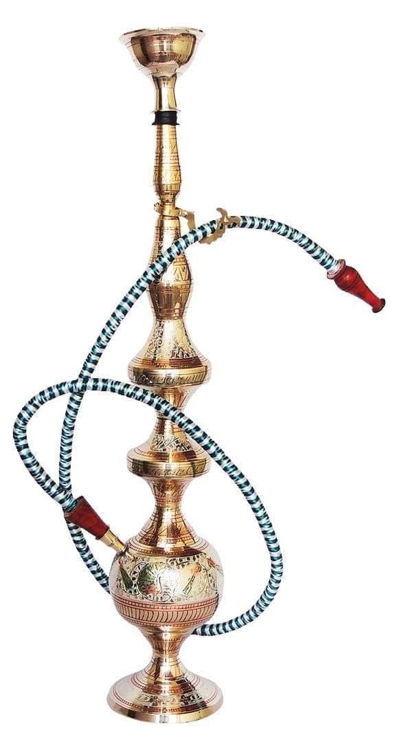 Brass Hookah Hukka Fancy in Brass polish finish - 5.2*4.6*25.5 Inch - 5.2*4.6*25.5 inch (F654 F)