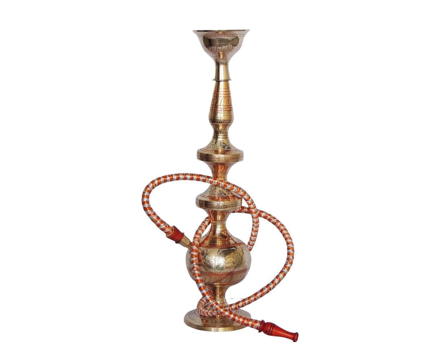 Brass Hookah Hukka Fancy in Brass polish finish - 4.5*4 5*17.2 Inch - 4.5*4*17.2 inch (F654 C)