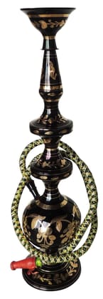 Brass Hookah 17.3 Inch In Black Design (F674 D) - 4*4*17.3 inch (F674 D)