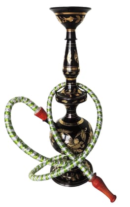 Brass Hookah 14.4 Inch In Black Design (F674 C) - 4*4*14.4 inch (F674 C)