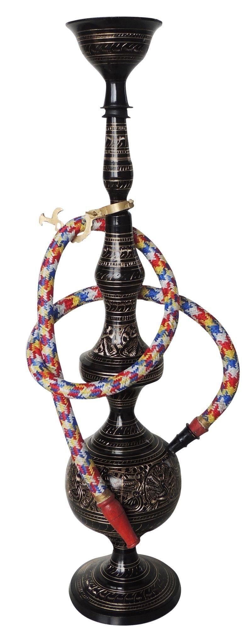 Brass Hookah 22.4 Inch In Black Design (F673 F) - 4.6*4.6*22.4 inch (F673 F)