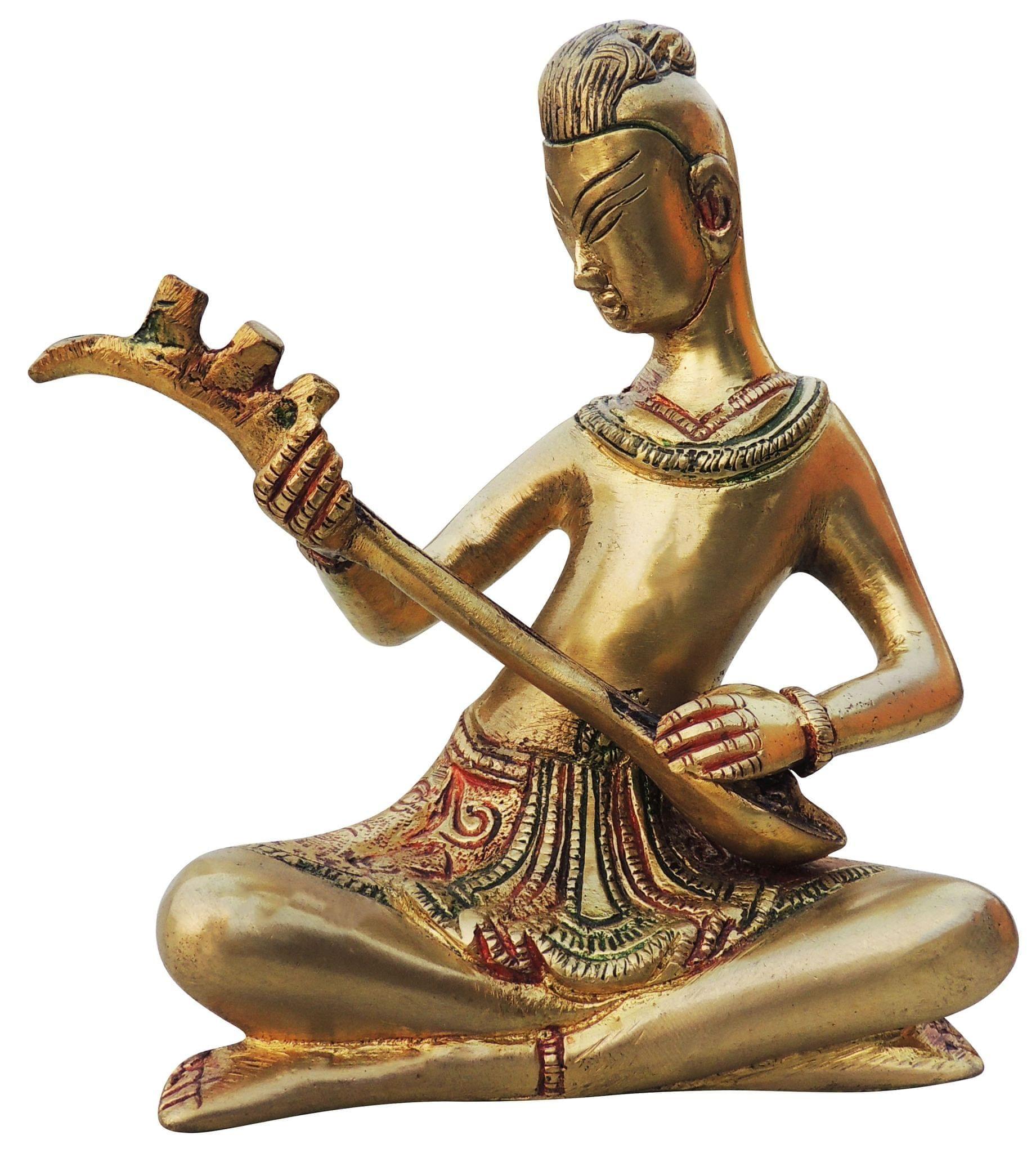 Brass Showpiece Man With Muscial Instrument - 5.5*2.5*6.2 Inch (BS1284 C)