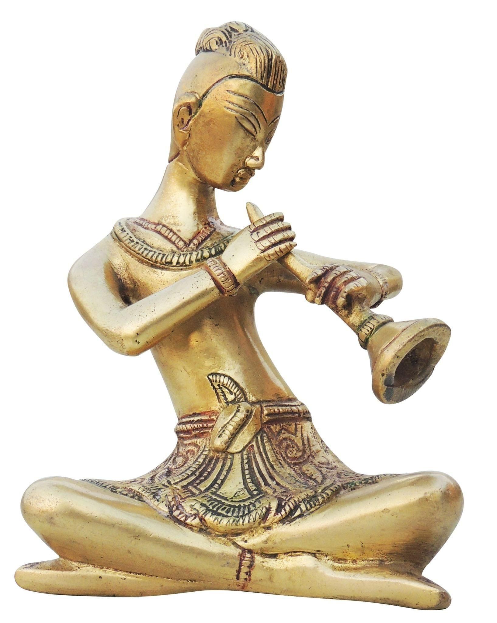 Brass Showpiece Man With Muscial Instrument - 4.5*2*6 Inch (BS1284 A)