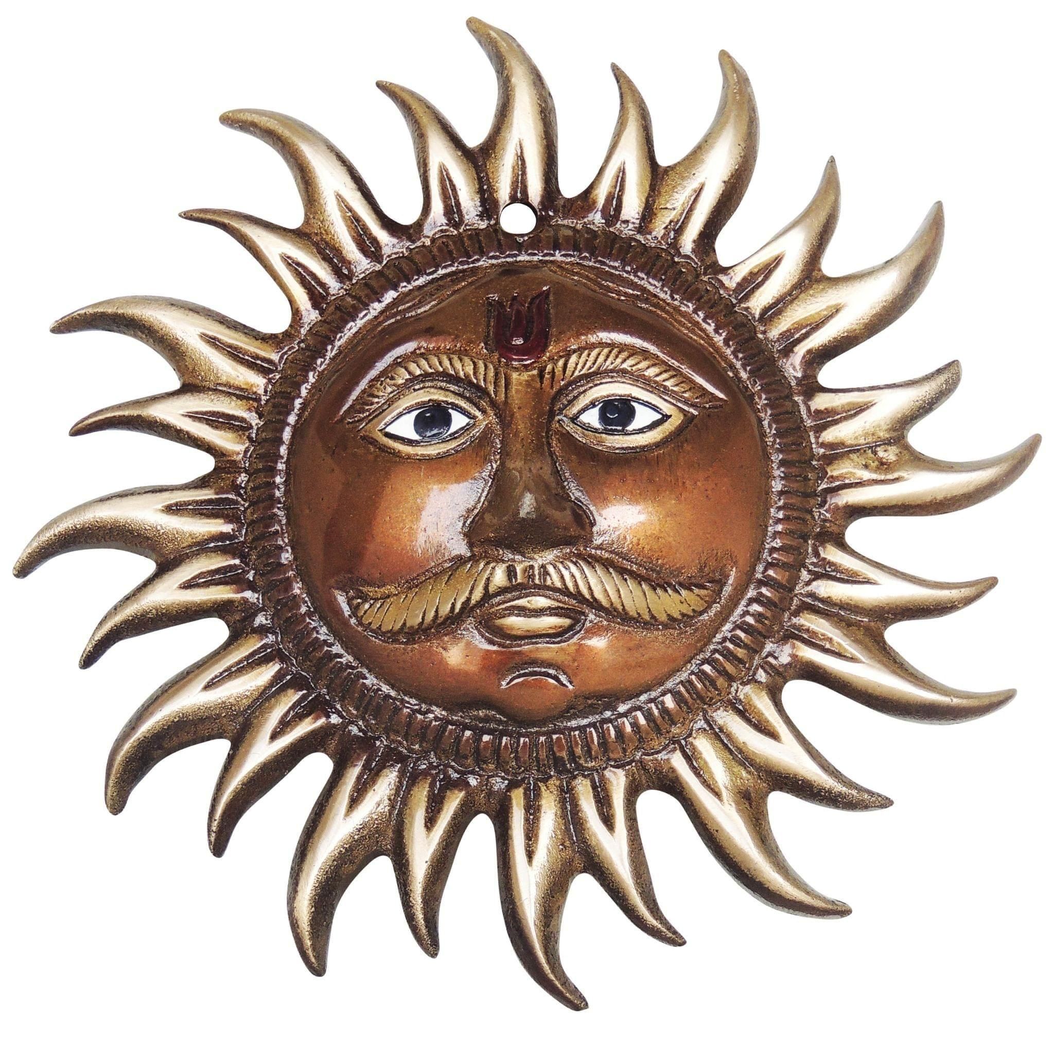 Brass Showpiece Wall Hanging Sun Antique Statue - 6.5*6.5*1 Inch (BS1279 A)