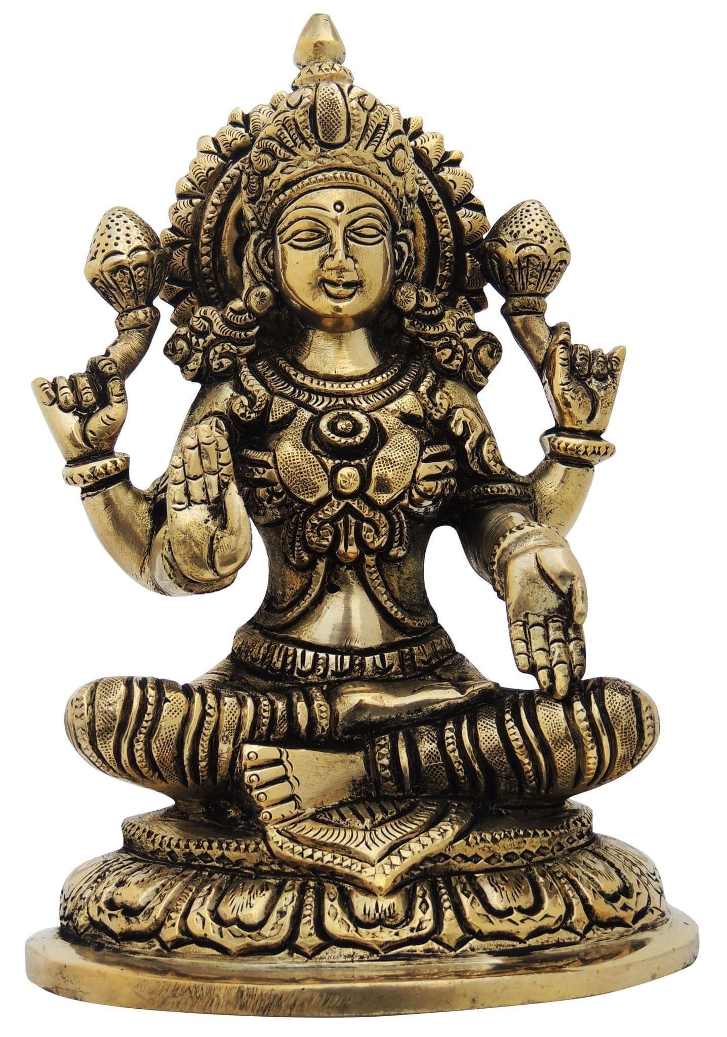 Brass Showpiece Laxmi Ji God Idol Statue - 5*4*7.5 Inch (BS1337 L)