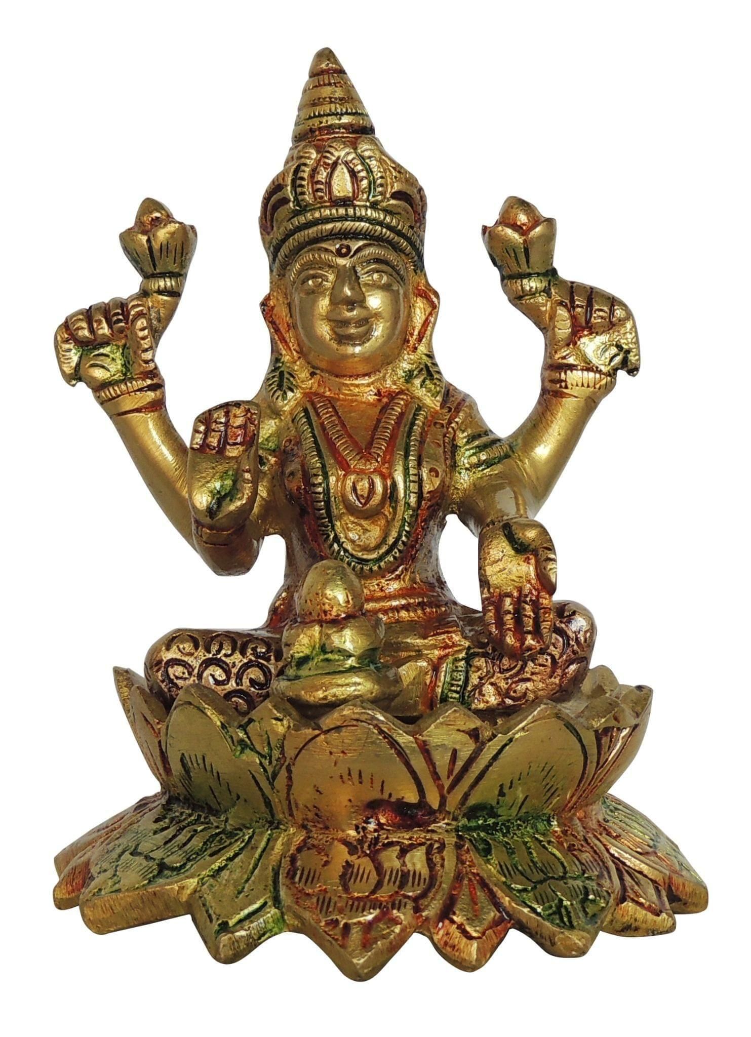 Brass Showpiece Laxmi Ji God Idol Statue - 3.5*3.5*5 Inch (BS1411 L)