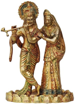 Brass Radha Krishna on Kamal Base-8*5*11 (BS687 A)