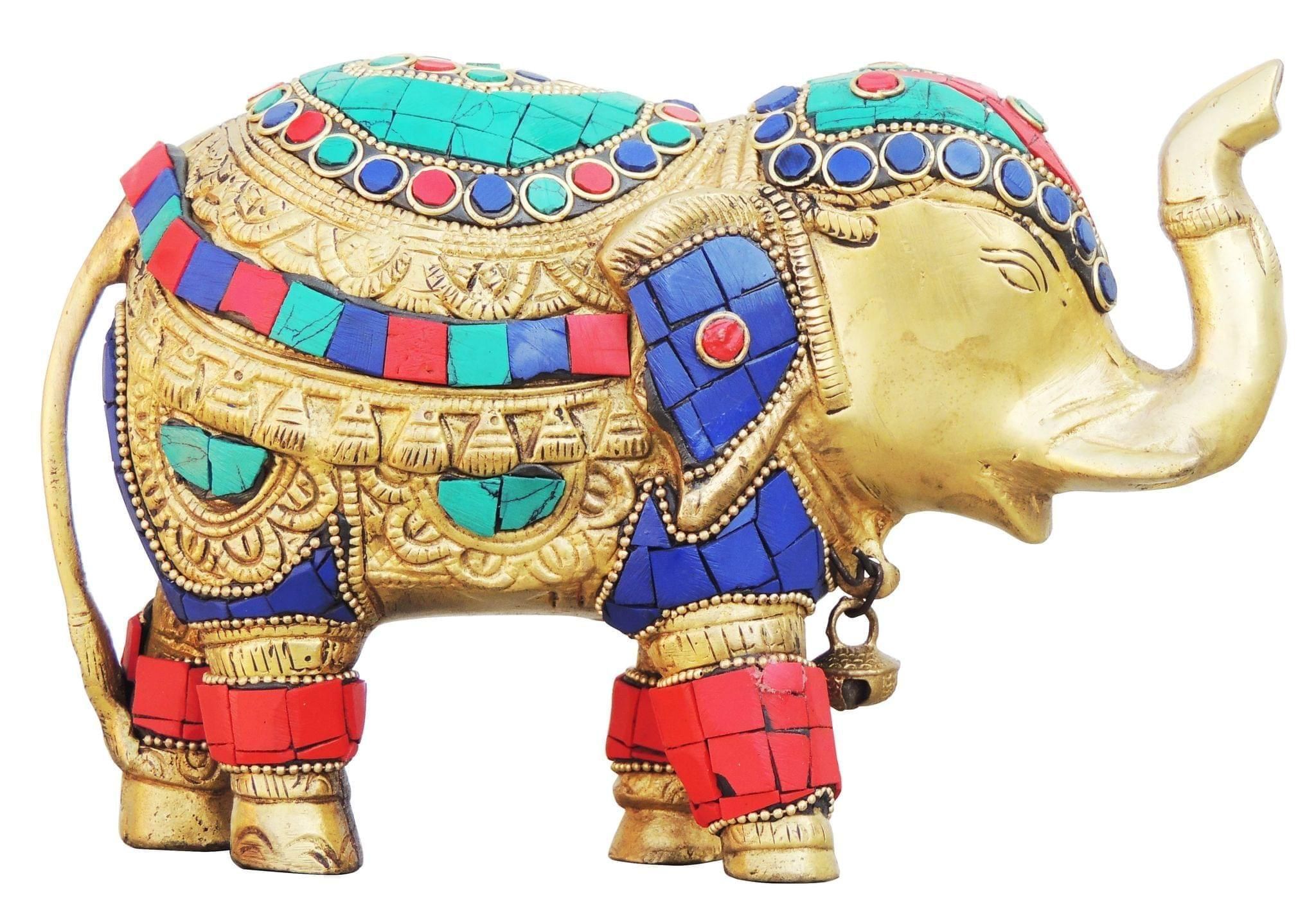 Brass Showpiece Elephant Statue - 8*3*5 Inch (BS620 B)