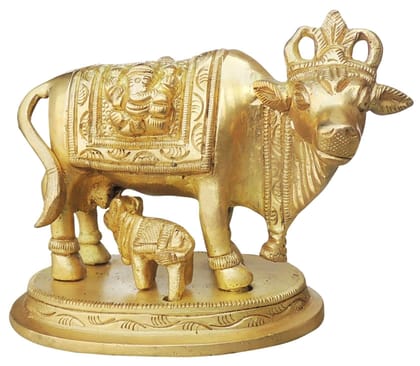 Brass Showpiece Cow With Calf Statue - 4*3*3 inch (BS889 X)