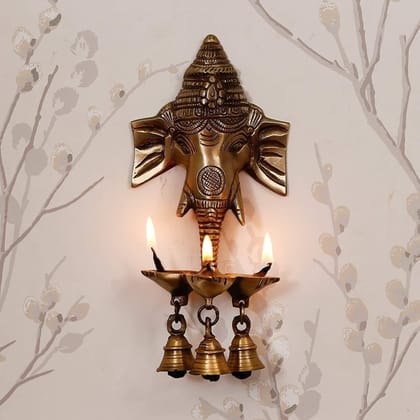 Brass Showpiece Wall Haning Ganesh Ji With Bell - 4.5*3.5*10 Inch (BS822 A)