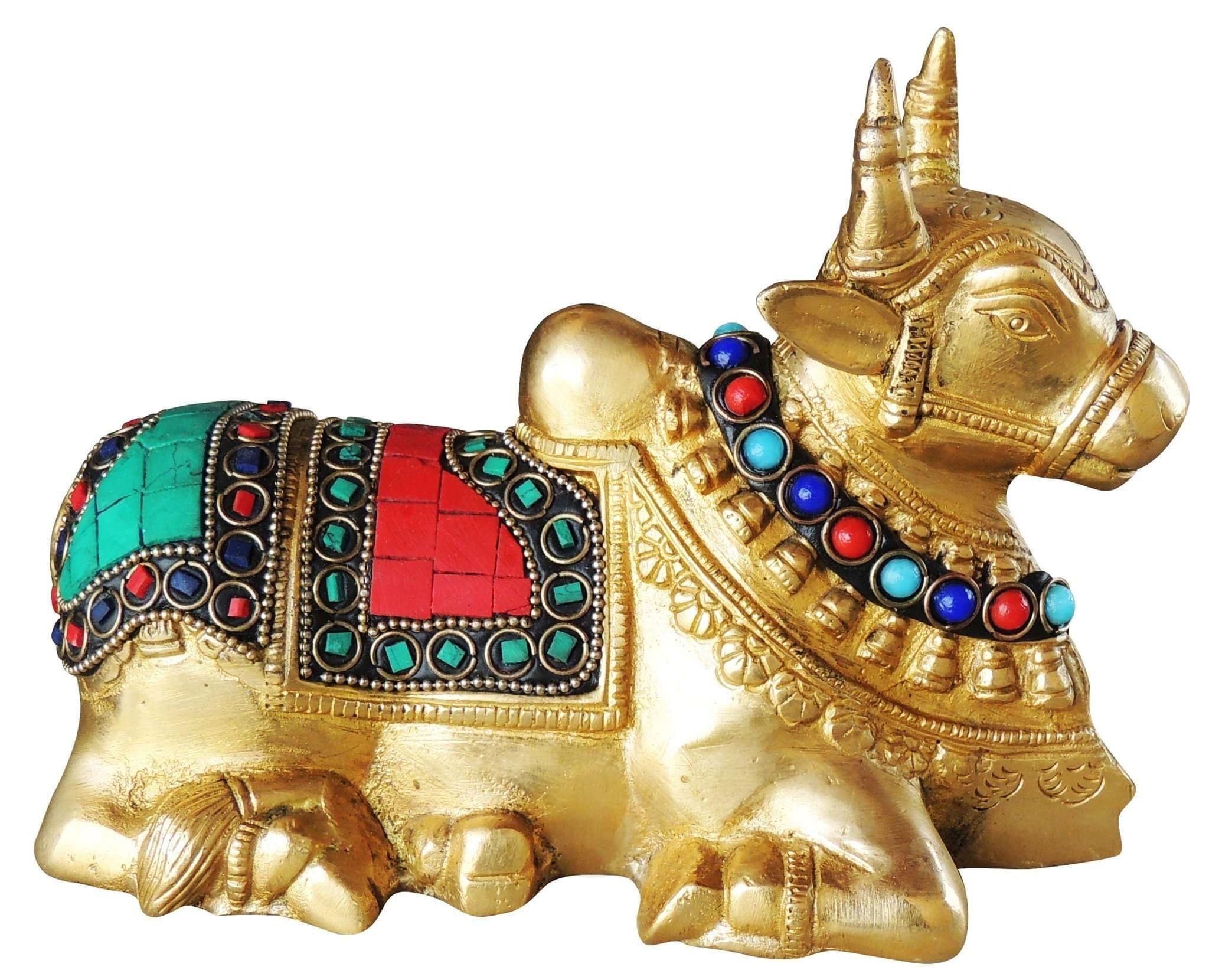 Brass Showpiece Nandi Idol Statue  - 7*3*5 inch (BS998 A)