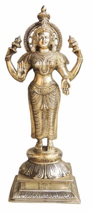 Laxmi Ji Statue With Handwork Brass Antique Finish Decorative Showpiece - 7*5.8*17 inch  (BS985 L)