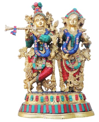 Brass Showpiece Radha krishna with base God Idol Statue  - 12.7*5.4*17 inch (BS939 B)