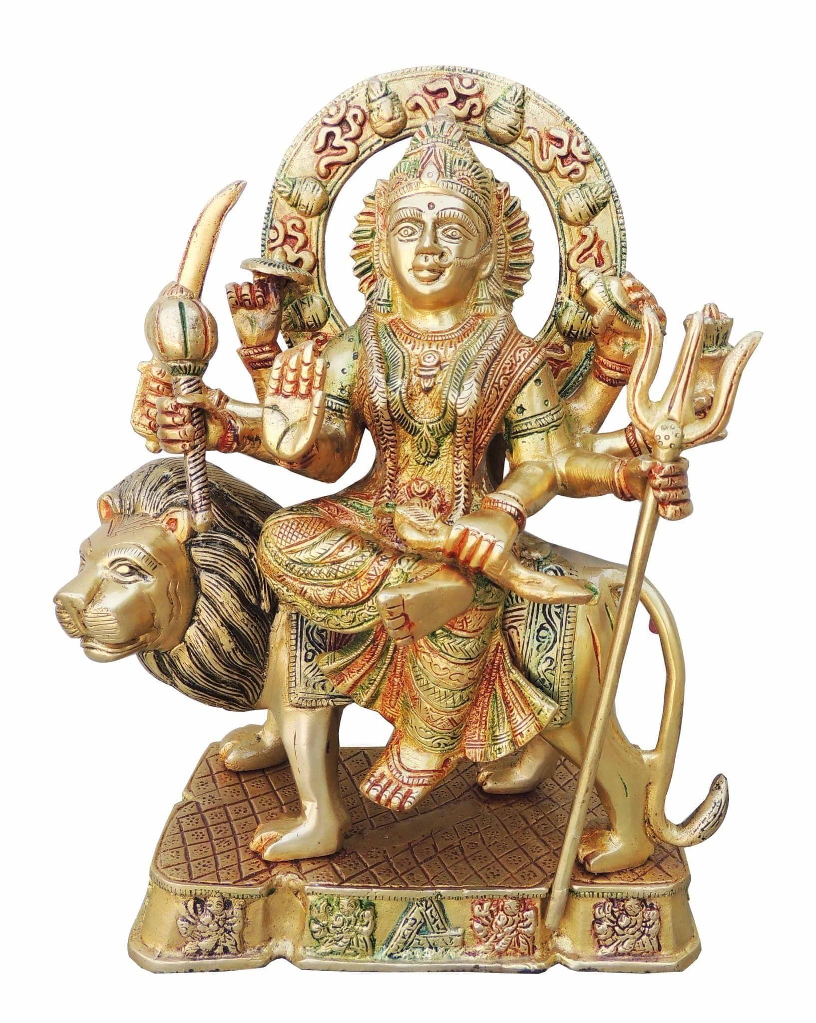 Brass Showpiece Durga Ji God Idol Statue - 9*4.5*12 inch (BS937 Y)