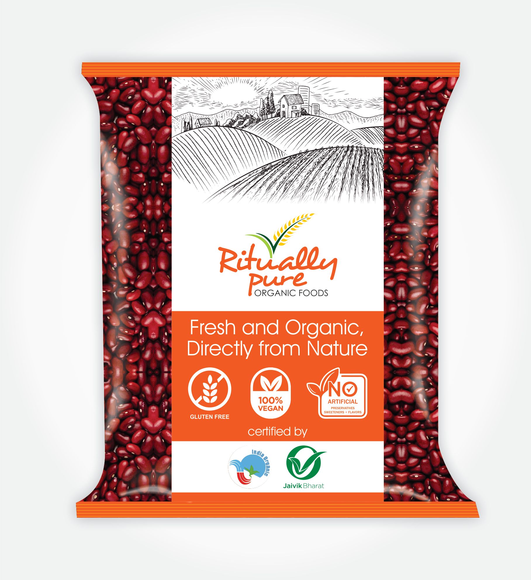 Ritually Pure 100% Organic | Dry & Unpolished Pulses | Rajma Jammu | Kidney Beans | 500 Gm Pack