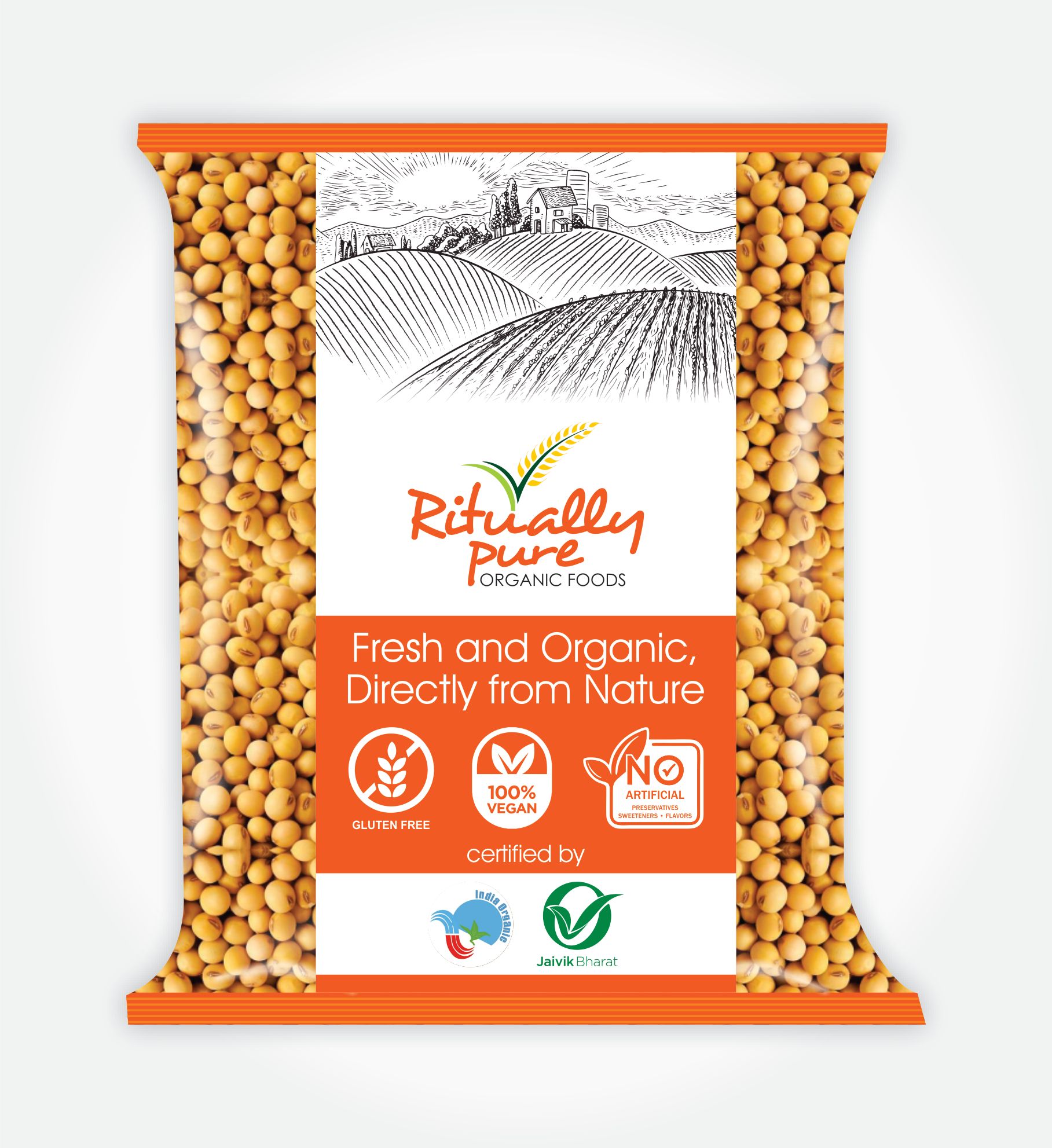 Ritually Pure 100% Organic | Dry & Unpolished Pulses | Soyabean Dana | 500 Gm Pack