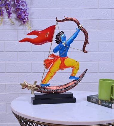 Asthetic Statue of Veer Shri Ram Metal Art Sculpture | Modern Arts Home Office Restaurant Decor | Table Decorative Multicolor Spiritual Showpiece