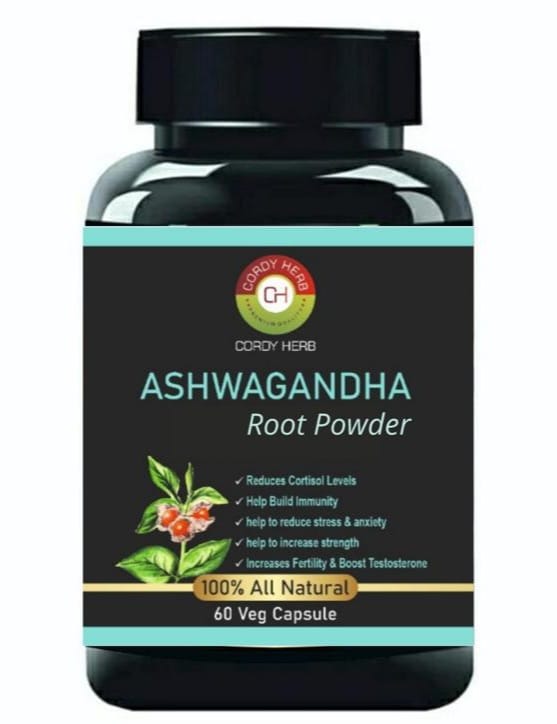 Cordy Herb Ashwagandha (Withania Somnifera) Root Veg Capsule for Helps in Stress Management, Support Strength & Energy