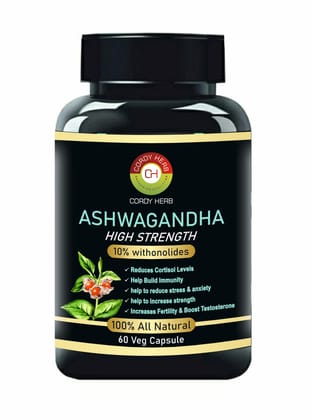 Cordy Herb Ashwagandha Extract(Withania Somnifera ) Veg Capsule Helps in Stress Management, Support Strength & Energy