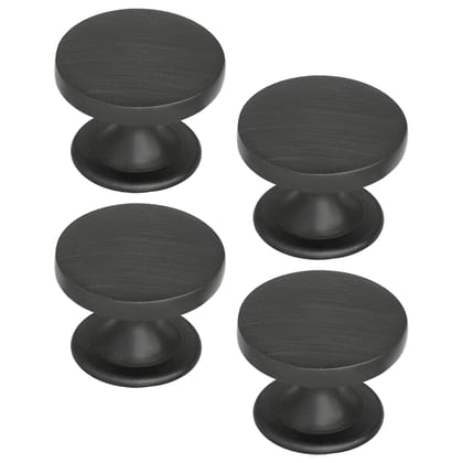 Matt Black Solid Zinc Round Cabinet Knob 1.18 inch 4 Pcs