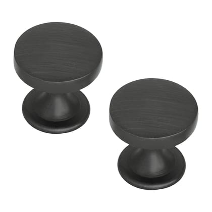 Matt Black Solid Zinc Round Cabinet Knob 1.18 inch 2 Pcs