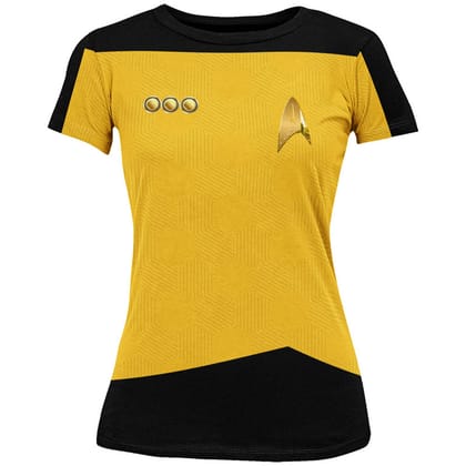 EqualLife Half Sleeves EqualLife Printed T Shirts-Super Dry fit-Sceince Fiction-Trekkie Uniform-Star-Trek-Yellow-by ZingerTees-Women-EL9120478-M