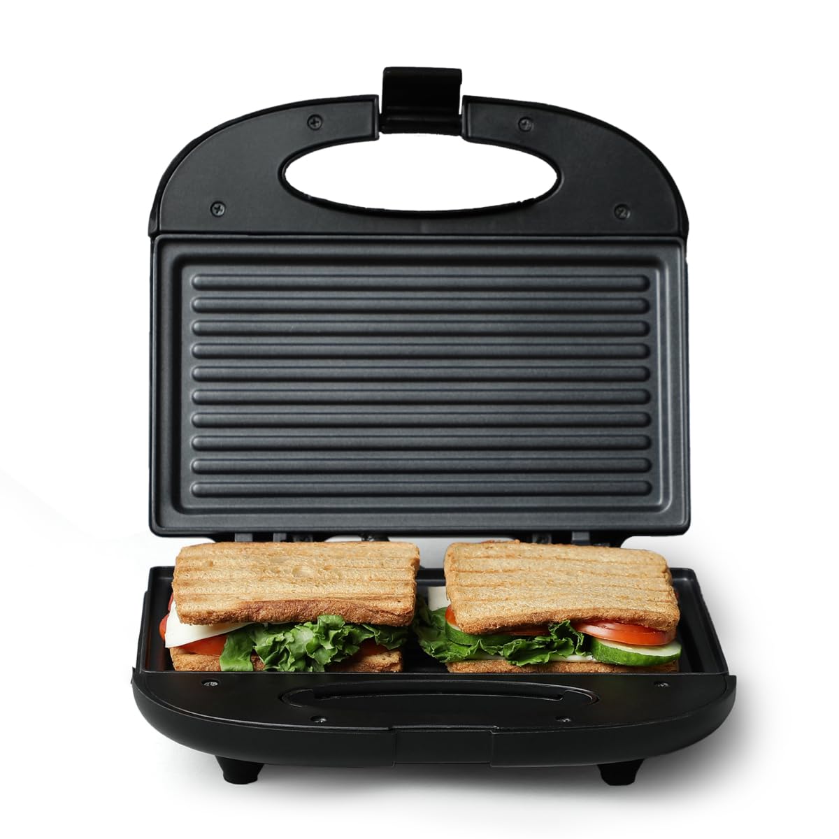 800 Watt Grill Sandwich Toaster with Fixed Grill Plates, Black