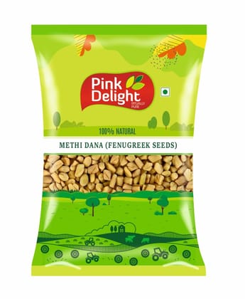 Pink Delight Spices | Dana Methi (Fenugreek) | Natural & Organic Whole Spices | 500 Gm Pack